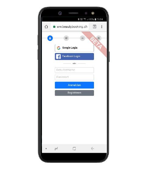 Anmelden via Facebook, Google oder mit Registrierung