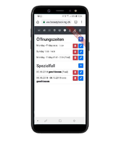 Öffnungszeiten und spezielle Termine